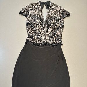 Sherri Hill Beaded with rhinestones crystals black short Dress with cutout back